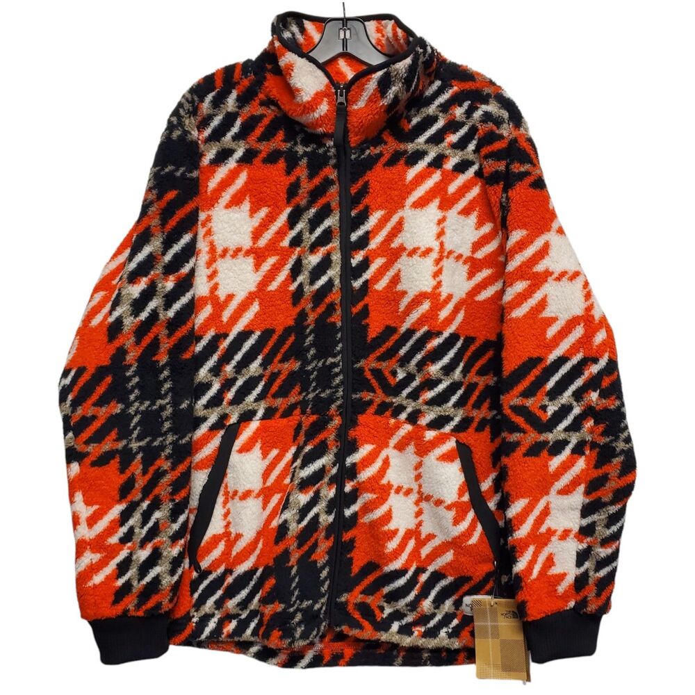 THE NORTH FACE Jacket CABIN FLEECE Womens 3XL Fiery Red Full Zip Geometric